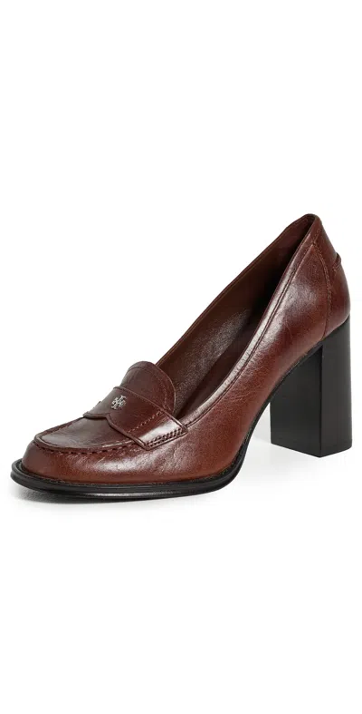 Tory Burch Vintage Heeled Loafers 85mm Papaya Seed In Brown