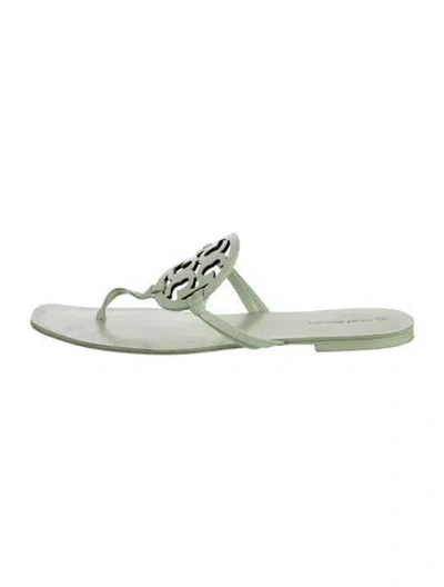 Pre-owned Tory Burch Vintage Leather Flip Flops In Green