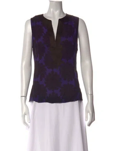 Pre-owned Tory Burch Vintage Silk Blouse In Purple