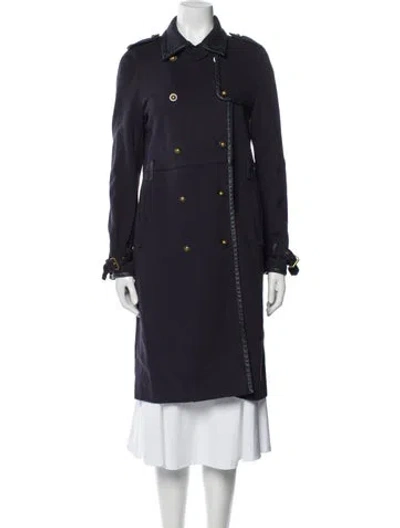 Pre-owned Tory Burch Vintage Trench Coat In Blue