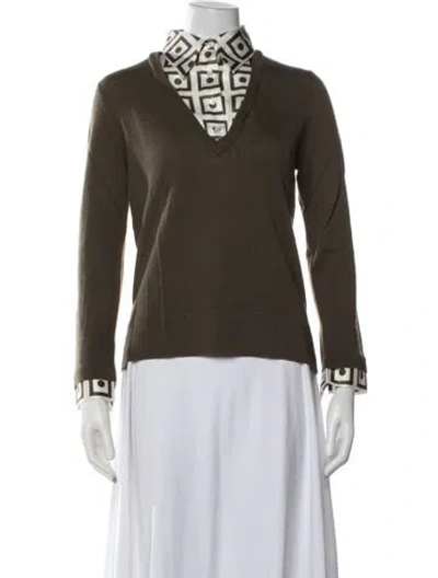 Pre-owned Tory Burch Vintage Wool Sweater In Green