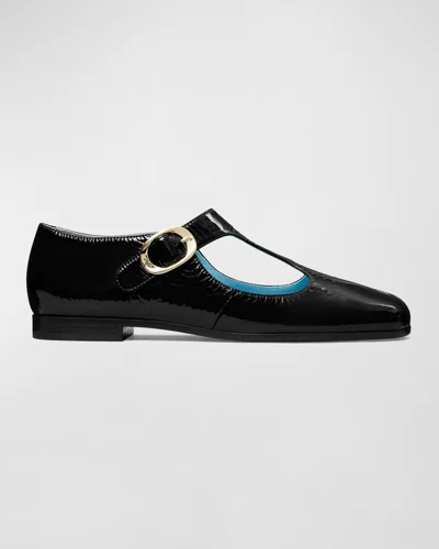 Tory Burch Violet Leather Mary Jane Ballerina Loafers In Nero