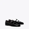 Tory Burch Leather Ballerinas With Cut-out Design And Glossy Finish In Black