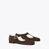 Tory Burch Violet Suede Mary Jane Ballerina Loafers In Dark Cocoa
