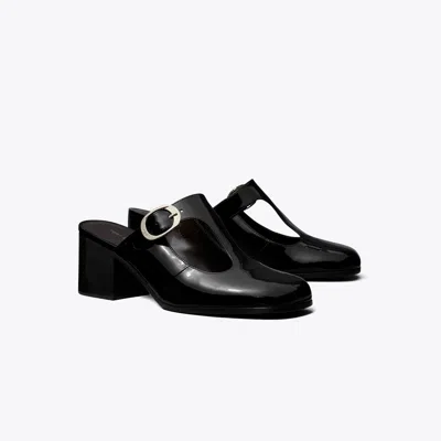 Tory Burch Violet T-strap Heeled Mule In Black