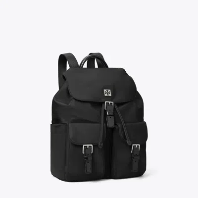 Tory Burch Functional Nylon Backpack With Multiple Pockets In Black