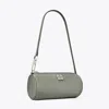 Tory Burch Virginia Cylinder Bag With Double-t Plaque In Gray