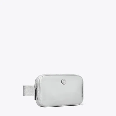 Tory Burch Virginia Metallic Belt Bag In Silver