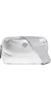 Tory Burch Virginia Metallic Belt Bag Silver In Silver