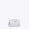 Tory Burch Virginia Metallic Curved Cosmetic Case In Silver