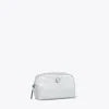 Tory Burch Virginia Metallic Curved Cosmetic Case In Silver