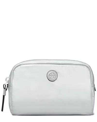 Tory Burch Virginia Metallic Curved Nylon & Leather Cosmetic Case