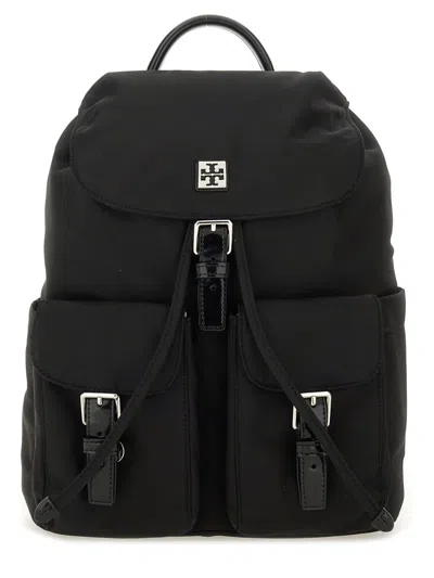Tory Burch Virginia Metallic Flap Backpack In Black