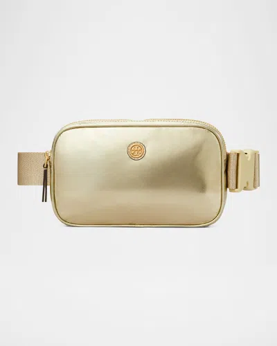 Tory Burch Virginia Metallic Nylon Belt Bag In Gold