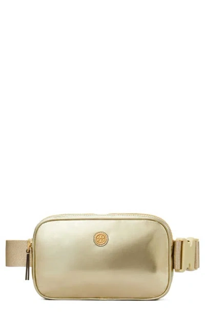 Tory Burch Virginia Metallic Nylon Belt Bag In Gold