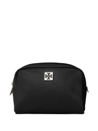 Tory Burch Virginia Nylon Cosmetic Case In Black
