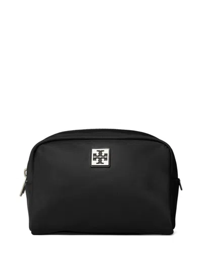 Tory Burch Virginia Nylon Cosmetic Case In Black