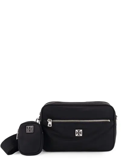 Tory Burch Shoulder Bag With Adjustable Strap And Front Pocket In Black
