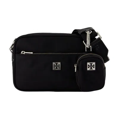 Tory Burch Shoulder Bag With Adjustable Strap And Front Pocket In Black