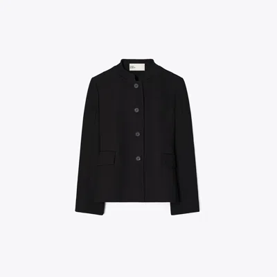 Tory Burch Viscose And Cotton Crepe Jacket In Black