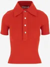 Tory Burch Coral Red Viscose Blend Polo Shirt In Pink