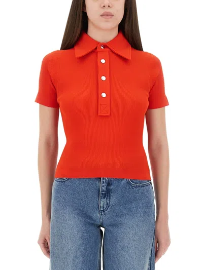 Tory Burch Viscose Blend Polo Shirt In Red