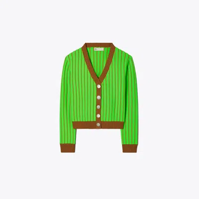 Tory Burch Viscose Cardigan In Vibrant Green