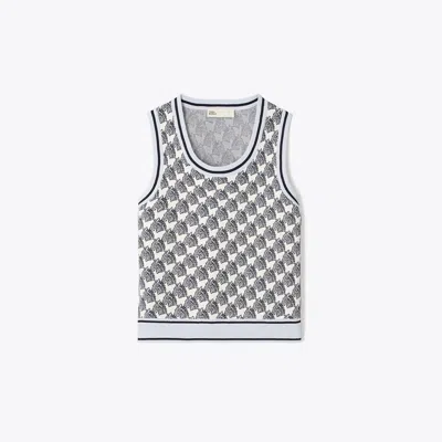 Tory Burch Viscose Jacquard Tank In Crisp Blue Small Zebra