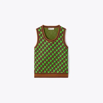 Tory Burch Viscose Jacquard Tank In Green