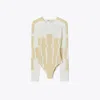 Tory Burch Viscose Knit Bodysuit In White