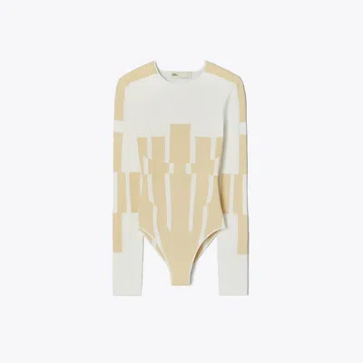 Tory Burch Viscose Knit Bodysuit In White