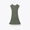 Tory Burch Wire Hem Rib Knit Minidress In Shine Olive Slate