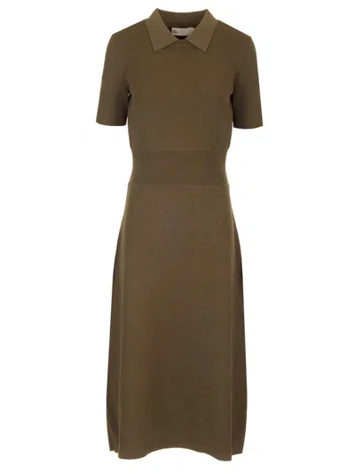 Tory Burch Viscose Knit Midi Dress Dresses Green