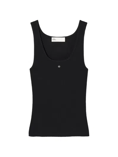Tory Burch Viscose Knit Tank Top In Black