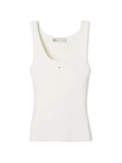 Tory Burch Viscose Knit Tank Top In White