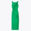 Tory Burch Viscose Knot Dress In Spring Jade
