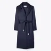 Tory Burch Viscose Padded Coat In Blue
