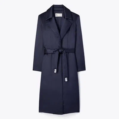 Tory Burch Viscose Padded Coat In Blue