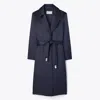 Tory Burch Viscose Padded Coat In Blue