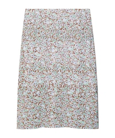 Tory Burch Viscose Pleated Skirt In Blue