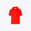 Tory Burch Viscose Ribbed Polo Sweater In Red