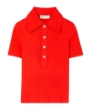 Tory Burch Viscose Ribbed Polo Sweater In Red