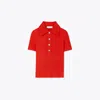 Tory Burch Viscose Ribbed Polo Sweater In Red