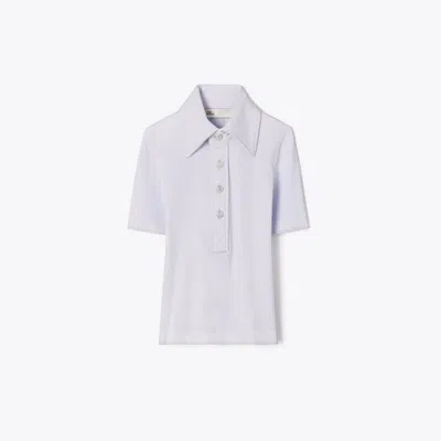Tory Burch Viscose Ribbed Polo Sweater In White