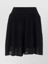 Tory Burch Viscose Shorts With Elastic Waistband And Pleated Design In Black