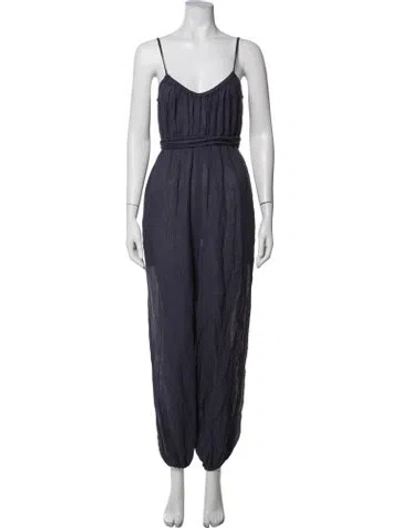 Pre-owned Tory Burch V-neck Jumpsuit In Blue