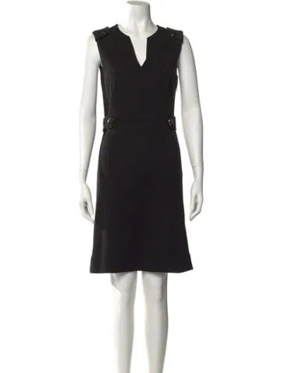Pre-owned Tory Burch V-neck Knee-length Dress In Black