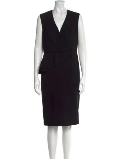 Pre-owned Tory Burch V-neck Knee-length Dress In Black
