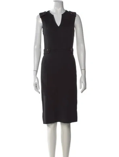 Pre-owned Tory Burch V-neck Knee-length Dress In Black