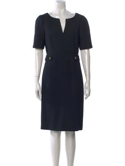 Pre-owned Tory Burch V-neck Knee-length Dress In Black